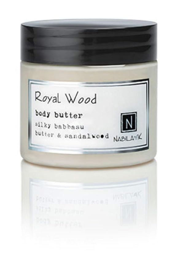 Nabila K Body Butter - Daily Moisturizer for Body Care - Skin Hydrating Deep Moisturizing - Natural Ingredients - Royal Wood - 2 oz