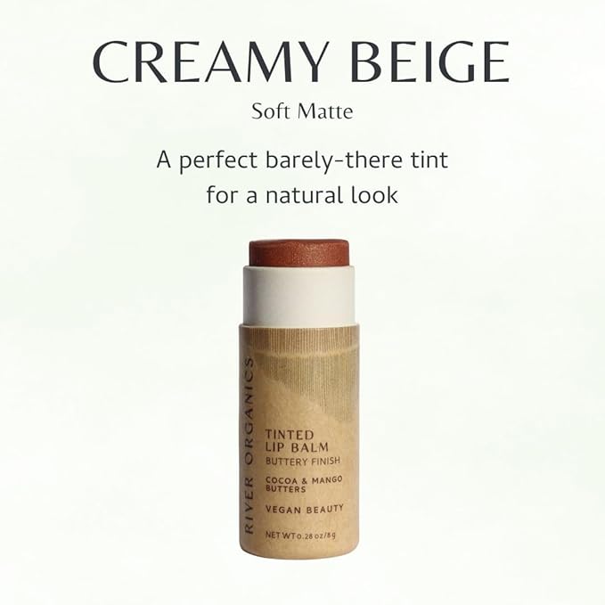 Nude Tinted Lip Balm – Vegan, Zero-Waste, Buttery Finish – Hydrating with Cacao & Mango butters – Natural Lip Color, Plastic-Free Tube, Organic, Zero-Waste 0.28 OZ