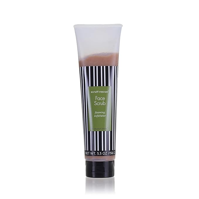 MGA Vegan Face Scrub - Scruff Rescue Face Scrub, Daily Exfoliator & Wash for Deep Cleaning | Prevents Blackheads & Ingrown Hairs | pH Balanced Walnut Shell Microdermabrasion | 5.5 oz