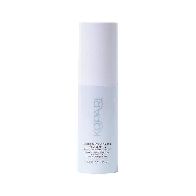 Kopari Antioxidant Face Shield Mineral SPF 30, Lightweight Sheer Texture With Dewy Finish, No White Cast with Moisturizing Hyaluronic Acid, 1.5 oz