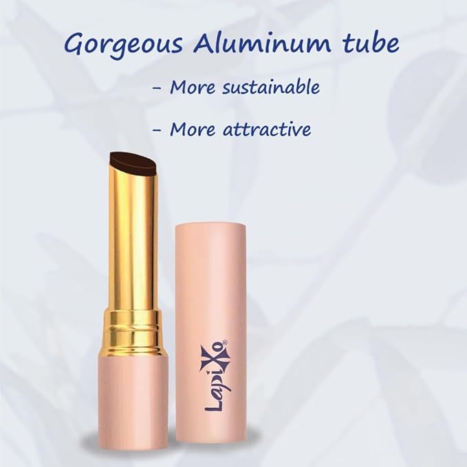 LAPIXO 100% Plant-based Color Lip Tint, Unique Formula, Natural + Moisturizing | 2-in-1 | Non-Toxic, All Food Ingredients, Antioxidant-rich, Natural Matte Sheer, Buildable, 4.4g/0.15oz (Cacao color)