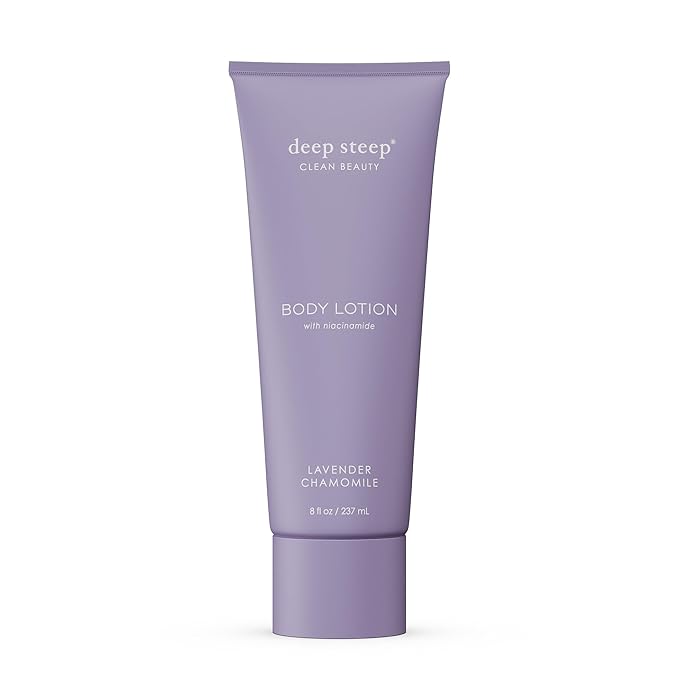Deep Steep Body Lotion, Lavender Chamomile, 8 oz – Moisturizer with Coconut Oil, Shea Butter, Argan Oil, Aloe Vera & Niacinamide – Vegan, Clean Beauty, Daily Skin Hydration