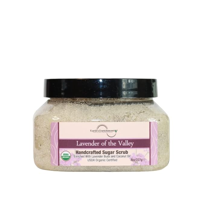 Sugar Scrub (USDA Organic) Lavender of the Valley (8oz) - Earth's Enrichments by Earth's Enrichments