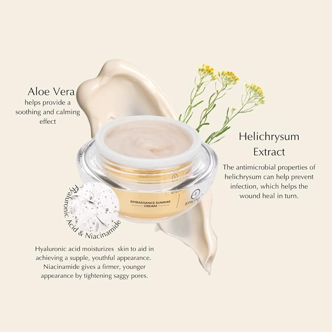 EPILYNX Vegan Allergen Free for Sensitive Skin EpiRadiance Sunrise Morning Face Moisturizer - Anti Aging Firming and Glowing Formula - Niacinamide and Hyaluronic Acid by Dr. Liia