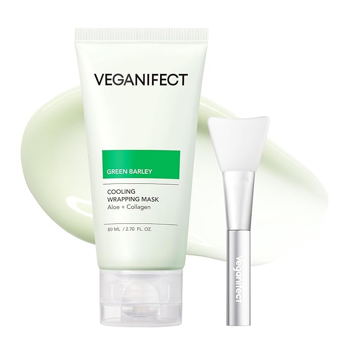 VEGANIFECT Aloe Cica Wrapping Peel Off Facial Mask with Jelly Brush, For Skin Refreshing, Instant Cooling, Soothing, Pore Tightening, Korean Skincare, 2.73 Fl Oz