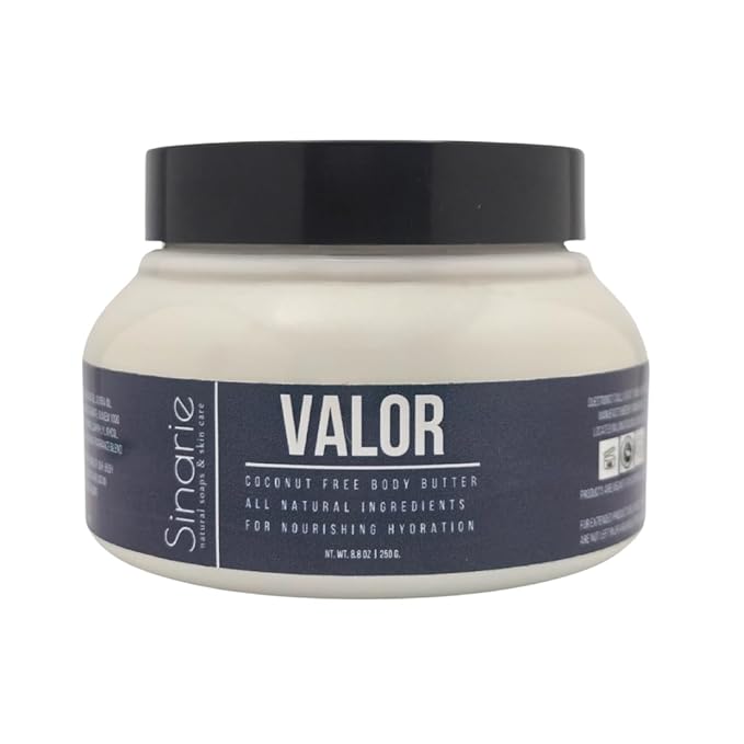 Sinarie Coconut-Free Body Butter – Ultra-Nourishing Moisturizer with Mango Butter, Avocado Oil & Jojoba Oil – Hydrating & Non-Greasy Lotion for Sensitive Skin (8 oz., Valor)