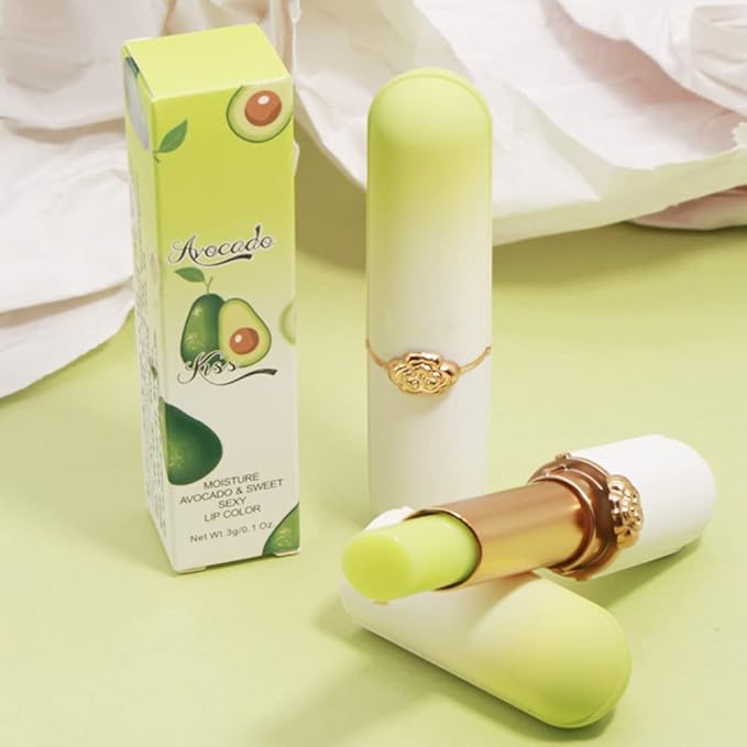 BINGBRUSH 2 Pcs Avocado Color Changing Lipstick Queen,PH Mood Long Lasting Labiales Lip Gloss Lip Balm Tinted Magic Lip Stain Makeup Lipstick Set for Women