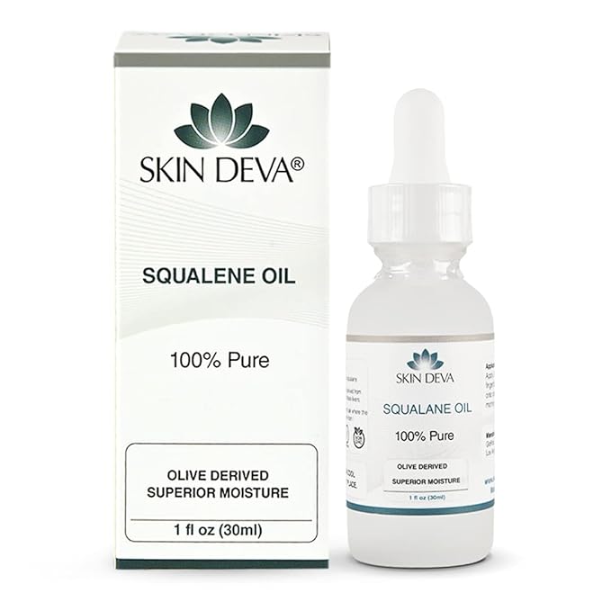 SKIN DEVA 100% Squalane Oil Pure Organic 1 oz Face Oil Plant Light Weight Non Greasy, Moisturizing Beauty Oil Organic Squalane Oil For Face and For All Skin Types including Oily or Dry (30 ml)