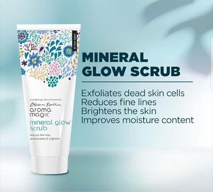 Aroma Magic Mineral Glow Face Scrub | Dead Skin Exfoliator | Deep Moisturizing Facial Scrub | Provides Soft, Supple & Hydrated Skin | 3.38 Fl Oz (100ml)