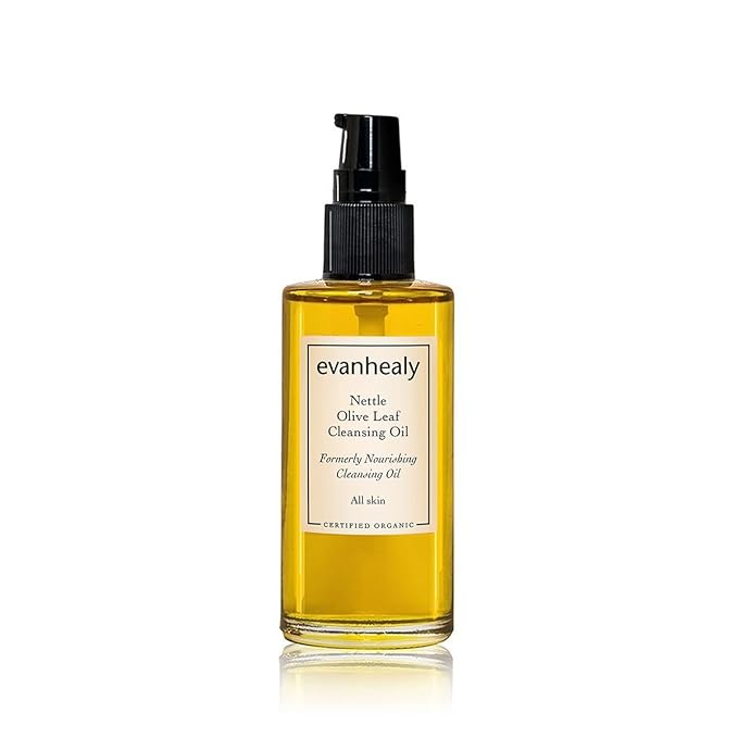 evanhealy Nettle Olive Leaf Cleansing Oil | Organic Facial Oil-Cleanser for Makeup, Cosmetics, Sunscreen | Gentle Esssential OilFree Cleanser for Sensitive, Congested Skin