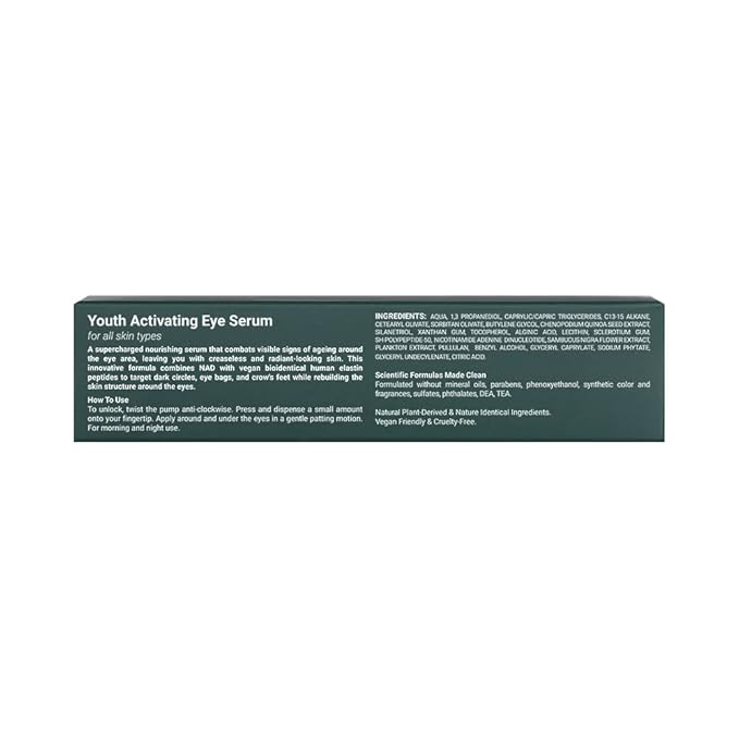INVITY Youth Activating Eye Serum 15ml | Collagen Production, Visibly Brighter Eyes, Lift and Protect Eyes, Natural Plant-Derived Peptides and Polyphenols | Made of Vegan Bioidentical Human Elastin