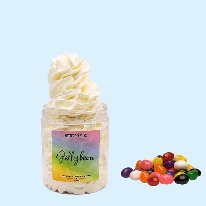 Jellybeans Whipped Body Butter – Fruity Candy Scented Moisturizer – Shea, Mango & Coconut Oils – Vegan, Paraben-Free Sweet Skincare Gift – 4 oz Jar