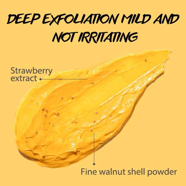Vitamin C and Turmeric Face Scrub Cream Organics Microdermabrasion Facial Scrub Exfoliating Clears Blackheads Improve Dark Spot Acne with Strawberry Extract Exfoliator 130g/4.5oz