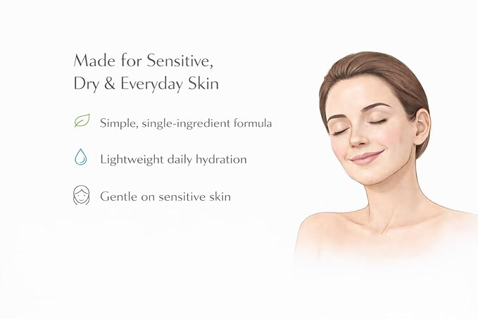 Pure Squalane Moisturizer – 100% Sugarcane-Derived, Lightweight Non-Comedogenic Face & Body Oil for Sensitive Skin, Fragrance-Free (2 fl oz)