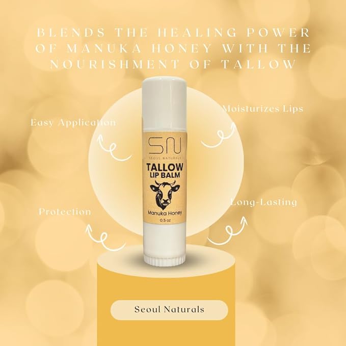 Seoul Naturals Manuka Honey Tallow Lip Balm, k beauty, 0.5 oz