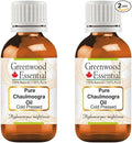 Greenwood Essential Pure Chaulmoogra Oil (Hydnocarpus wightiana) Cold Pressed (Pack of Two) 50ml X 2 (3.38 oz)