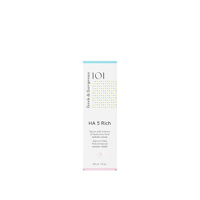 Geek & Gorgeous - HA 5 Rich - Serum with 5 forms of Hyaluronic acid, silky & rich - hydrates, softens & plumps the skin - all skin types especially normal & dry skin, 1 oz