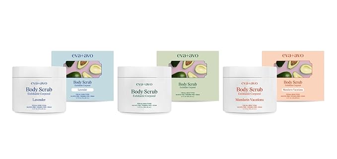 Eva+Avo Mandarin Vacation Body Scrub, Vegan Sugar Body Scrub, Sulfate & Paraben Free, Gentle Exfoliating Formula for All Skin Types, 12 Fl Oz