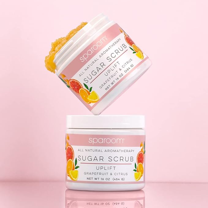 SpaRoom All Natural Aromatherapy Shea Butter and Raw Sugar Hydrating and Exfoliating Body Scrub, 16 oz, Uplift- Grapefruit and Citrus Essential Oils