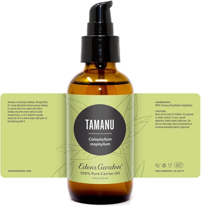 Edens Garden Tamanu Carrier Oil- 100% Pure Premium Cold Pressed & Hexane Free, Natural Moisturizer For Face, Skin, Hair & Nails, Scars & Wrinkles, Men & Women, Diluting Essential Oils 118 ml (4 fl oz)