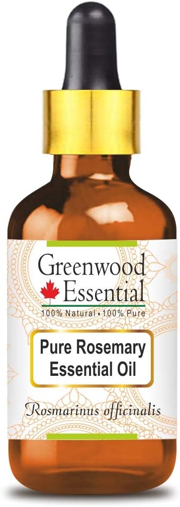 Greenwood Essential Pure Rosemary Essential Oil (Rosmarinus officinalis) with Glass Dropper Steam Distilled 50ml (1.69 oz)