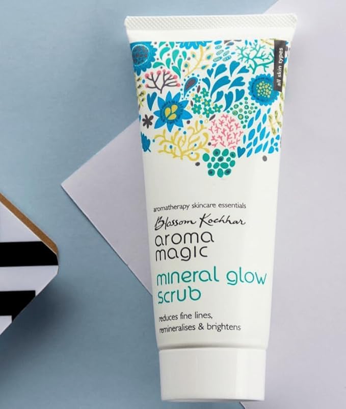 Aroma Magic Mineral Glow Face Scrub | Dead Skin Exfoliator | Deep Moisturizing Facial Scrub | Provides Soft, Supple & Hydrated Skin | 3.38 Fl Oz (100ml)