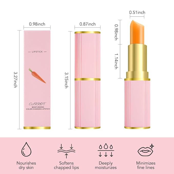 BINGBRUSH Carrot Color Changing Lipstick, Long Lasting Moisturizing Lipstick, Hydrating Lip Color for Dry Lips, Vegan & Cruelty-Free (Cherry)