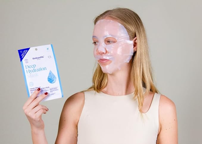 BioRepublic Deep Hydration Organic Facial Sheet Mask | Hydrates, Brightens, & Nourishes Skin | Organic Biocellulose Masks for Deep Cleansing & Moisturization (12)