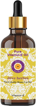 Deve Herbes Vitamin E Oil with Glass Dropper | Infused | Pure | Natutal | Undiluted | for Diluting Essential Oils | for Skin & Massage | Non-Sticky| Lightweight| Men & Women | 30ml (1 oz)