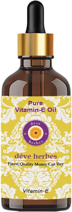 Deve Herbes Vitamin E Oil with Glass Dropper | Infused | Pure | Natutal | Undiluted | for Diluting Essential Oils | for Skin & Massage | Non-Sticky| Lightweight| Men & Women | 30ml (1 oz)