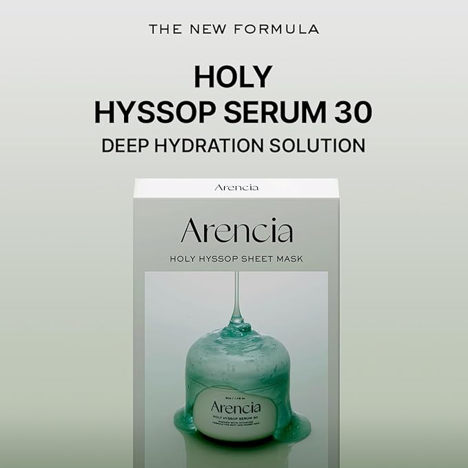 ARENCIA Hyssop Glow Sheet Mask, 10 Pack, Hydrating, Glowing, Boosting, Repairing for younger looking skin with Vitamin A,C,E