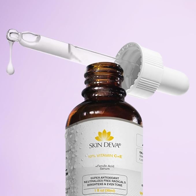 Skin Deva 10% Vitamin C Serum with Vitamin E & Ferulic Acid – Brightening Facial Serum with Hyaluronic Acid, Lightweight Formula for Even-Looking Skin (1 fl oz)