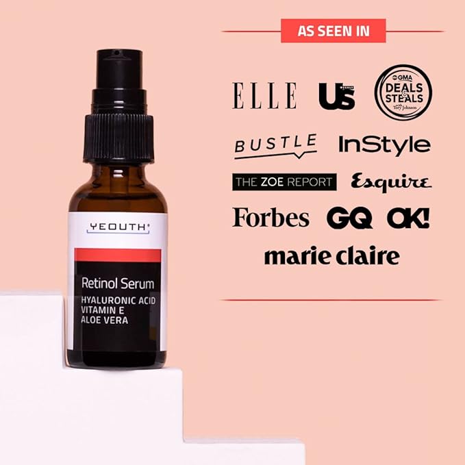 YEOUTH Retinol Serum for Face with Hyaluronic Acid & Vitamin E, Hydrating Retinol Face Serum for Women & Men, Facial Skin Care for Even Skin Tone - 1oz