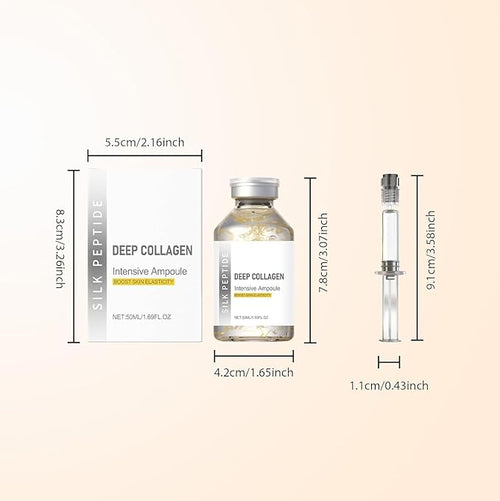 2PCS Deep Collagen Silk Peptide Lifting Ampoule Serum，Korean Anti-Aging Facial Essence, Firming Wrinkle-Smoothing Hydrating，Non-Greasy Gentle Formul 50ML/1.69FL.OZ
