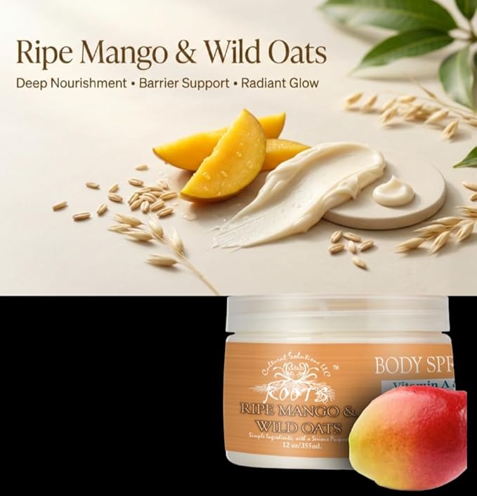 Root Natural Body Spread and Butter, Ripe Mango and Wild Oats, Deep Penetrating Moisturizer, 12 oz