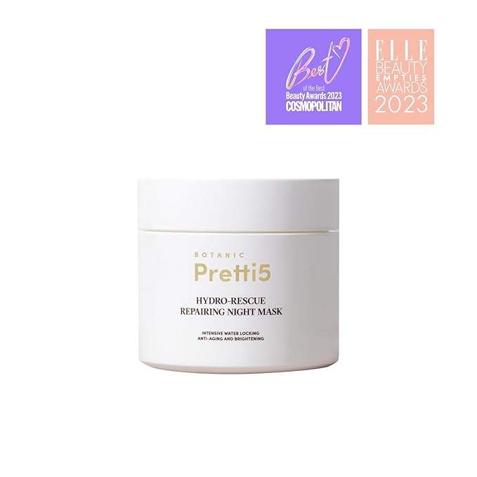 Botanic Pretti5 Hydro-Rescue Repairing Night Mask Nighttime Ritual for Softer, Plumper & Deeply Nourished Skin TCM Science-Led Innovation Vegan Sensitive Skin Safe 100g Jumbo Size