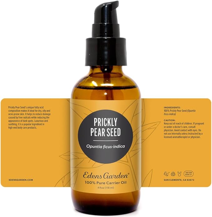 Edens Garden Prickly Pear Seed Carrier Oil- 100% Pure Premium Cold Pressed & Hexane Free, Facial Oil, Serum, Natural Moisturizer for Face, Skin, Hair & Nails, Diluting Essential Oils 118 ml (4 fl oz)