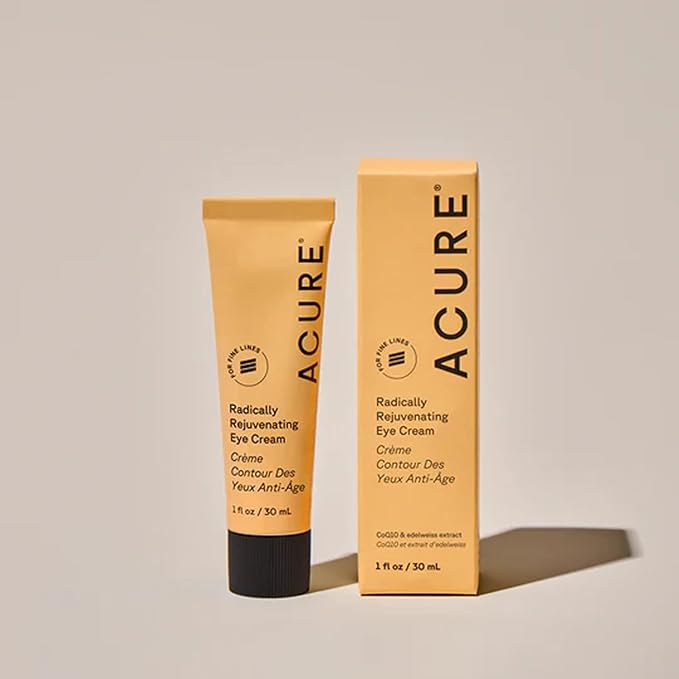 Acure Radically Rejuvenating Eye Cream - Under Eye Cream for Dark Circles & Wrinkles, Firming & Hydrating Treatment to Brighten, Anti Aging Moisturizer for Hydration with CoQ10-1 fl oz