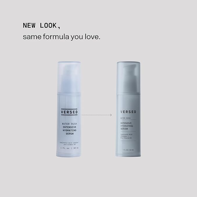 Versed Water Rush Intensive Hydrating Serum - Hyaluronic Acid Serums for Face with Vitamin B5 - Lightweight Face Serum for Dry Skin - Sensitive Skin-Approved & Clinially Tested (1 fl oz)