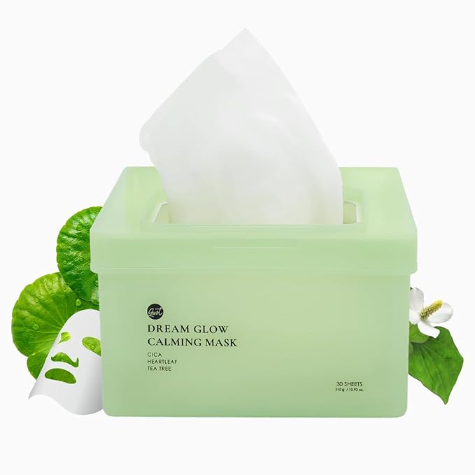 glowiest Dream Glow Cica Calming Sheet Mask (30 Count) | Centella Asiatica, Heartleaf & Tea Tree | Daily Hydrating & Soothing Face Mask | Sensitive Skin Care | Korean Skincare