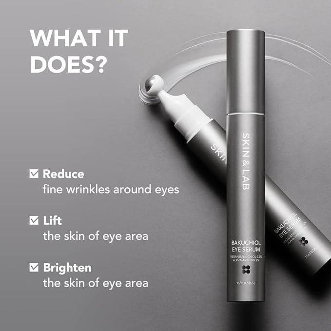 [SKIN&LAB] Bakuchiol Eye Serum with Caffeine, Roll-on Korean Under Eye Serum, Anti-Aging Wrinkle Care for Fine Lines, vegan, cruelty-free (1.0 Fl Oz (Pack of 2))