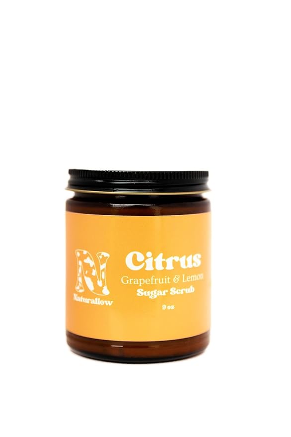Tallow Citrus Sugar Scrub with Unrefined Organic Sugar & Grapefruit & Lemon Oils - Exfoliates - Tightens - Tones Skin - Revitalizes & Awakens Senses - Polishes & Softens