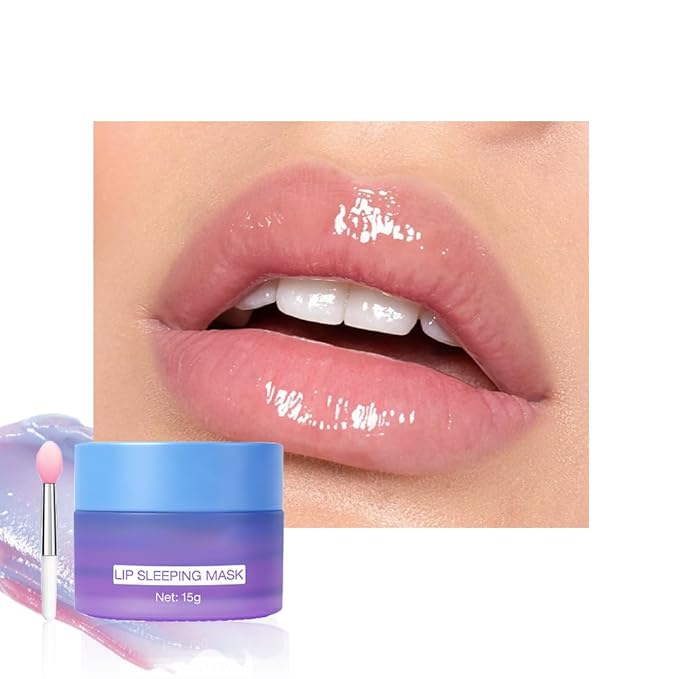 FeiCuiYun Lip Sleeping Mask, Moisturization and Antioxidants, Nourish, Hydrate, Flaky, Dry Lips, Includes Softapplicator Brush (Blueberry, 1Pcs)