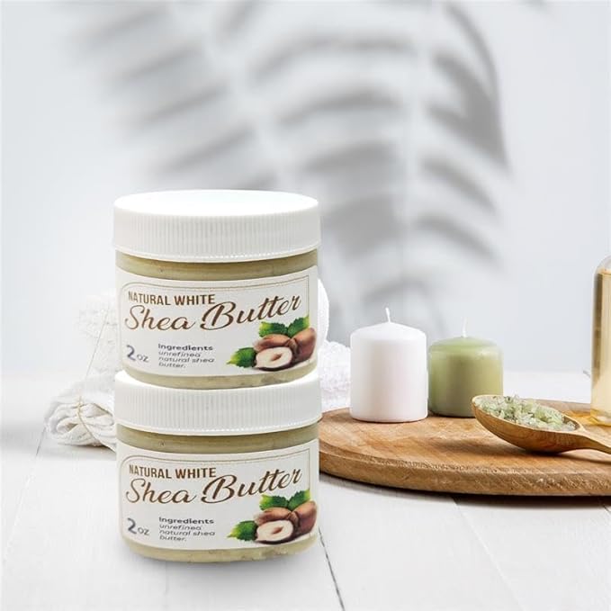 Raw African Shea Butter Travel Size – 2 oz Pure Unrefined Shea Butter for Skin, Hair & Face – Traditional – Plant-Based Body Cream for Dry, Rough Areas - White