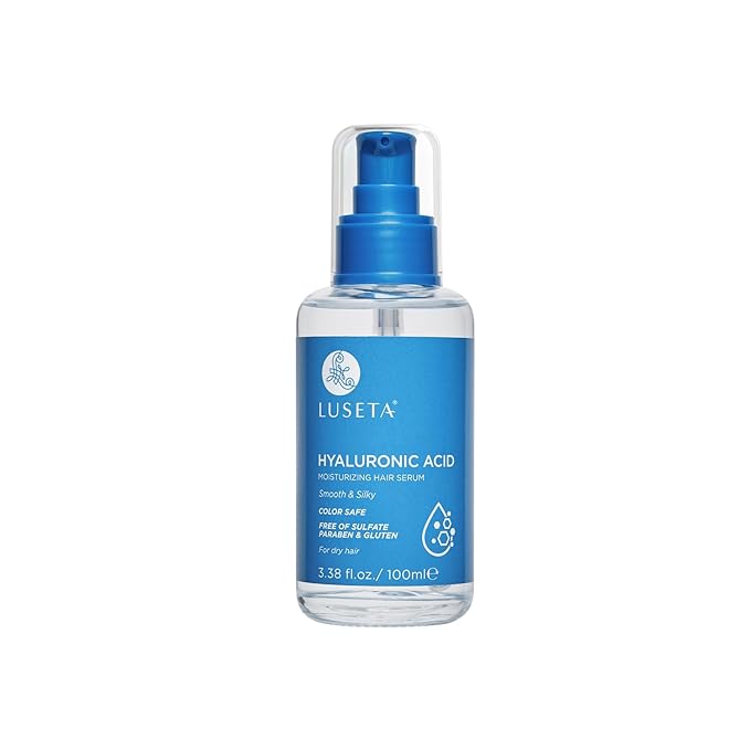 Luseta Hyaluronic Acid Moisturizing Hair Serum for Dry and Damaged Hair, Hair Oil Serum for Women Infused with Avocado Argan Oil and Shea Butter 3.38oz