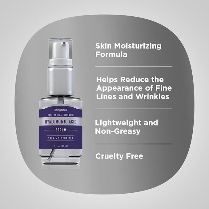 Piping Rock Hyaluronic Acid Serum for Face | 1 fl oz | Moisturizer for Skin and Body | Cruelty Free