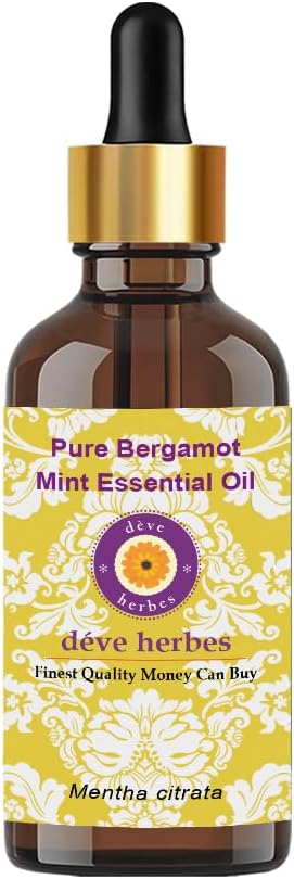 Deve Herbes Pure Bergamot Mint Essential Oil (Mentha citrata) with Glass Dropper Steam Distilled 15ml (0.50 oz)