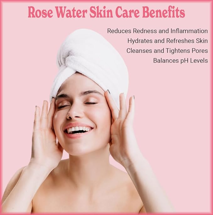 Natural Born Oils 4oz Rose Water Hydrosol, 100% Pure and Natural, Organic, Steam-distilled, Facial Toner Cleanser, with Sprayer