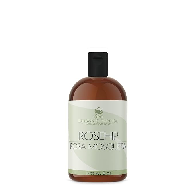 OPO Rosehip Oil - 8 oz - Pure, Unrefined, Non GMO, Cold Pressed, Vegan Carrier Oil for Face, Hair, Skin, Nails, Body Aging Skin Beard Locs Mustache Lashes - Packaging May Vary