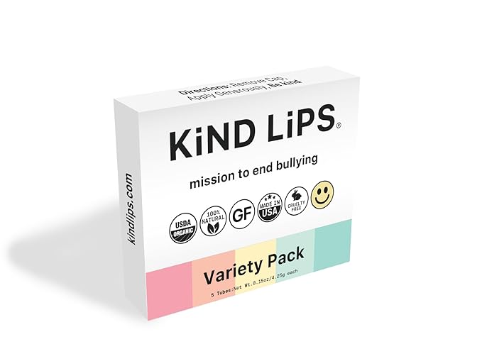 Kind Lips Organic Lip Balm Variety Pack (5 Pack) – Natural Beeswax Lip Balm Gift Set for Dry, Cracked Lips – Moisturizing Lip Care with 5 Flavors